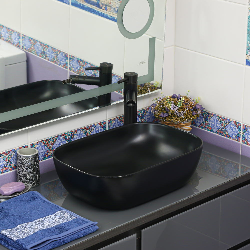 Накладная раковина melana mln-78105mb матовая черная 78105MB-805