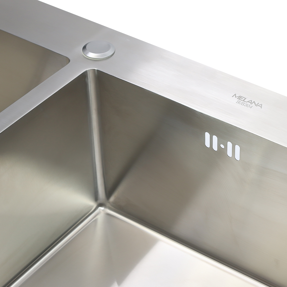 Мойка HS8045 MELANA ProfLine 3,0/220 САТИН 2-я чаша, врезная прямоугольная с коландером HS8045 HS8045 сатин - Вид №8