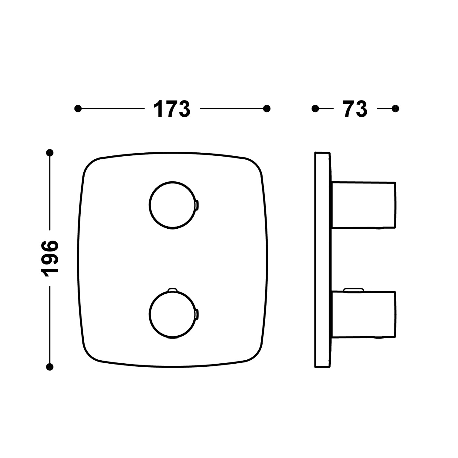 Видимая часть ТЕРМОБЛОКА для скрытого двухходового термоблока-21725001 TRES Therm-box - Вид №1