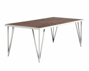 Обеденный стол прямоугольный с ножками хром и деревянным топом 120 см Effel ICON DESIGNE  178132 Коричневый
