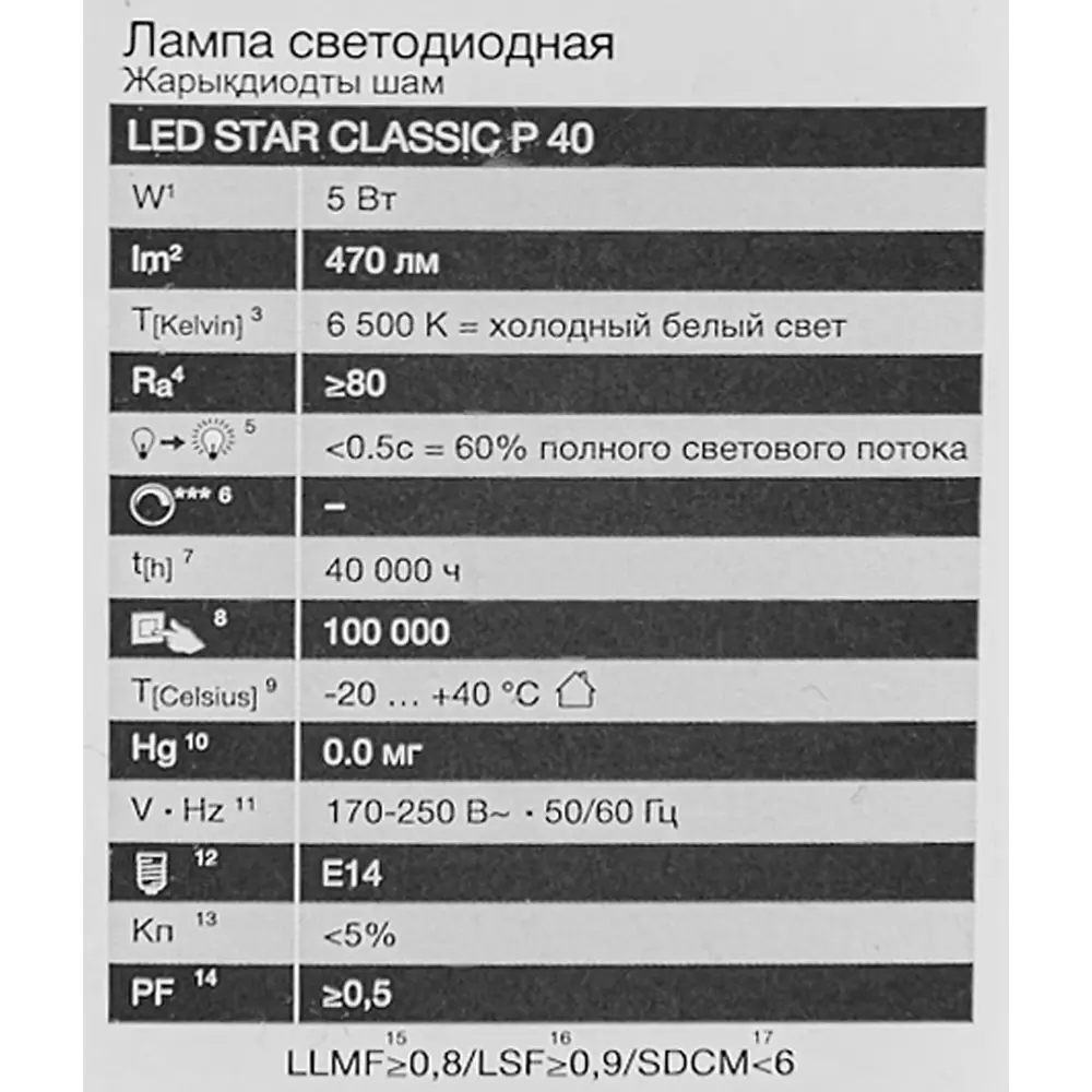 Лампа светодиодная Osram шар 5Вт 470Лм E14 холодный белый свет STLM-2074742 - Вид №4