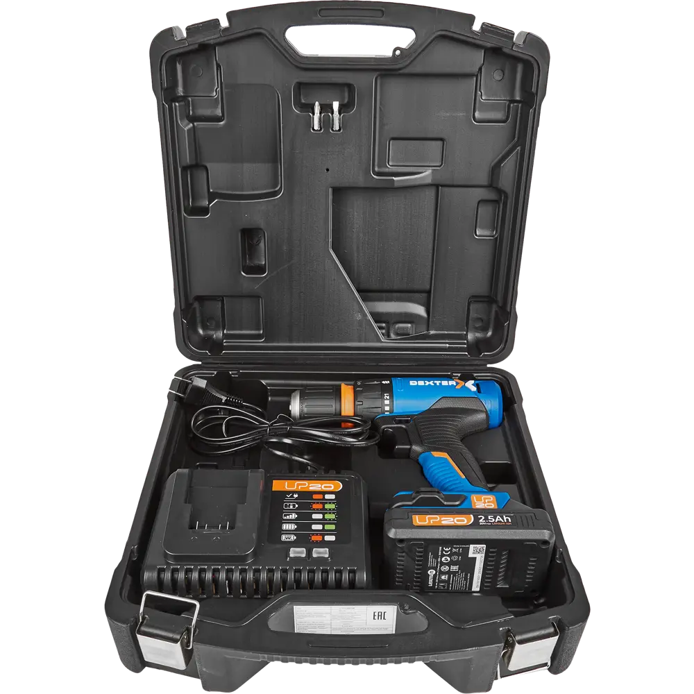 Дрель аккумуляторная Dexter 20VSD2-35RCA.1A, 20 В Li-Ion 2.5 Ач STLM-2050147 - Вид №5