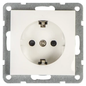 Розетка LK Studio LK60, с заземлением, защитные шторки, цвет белый