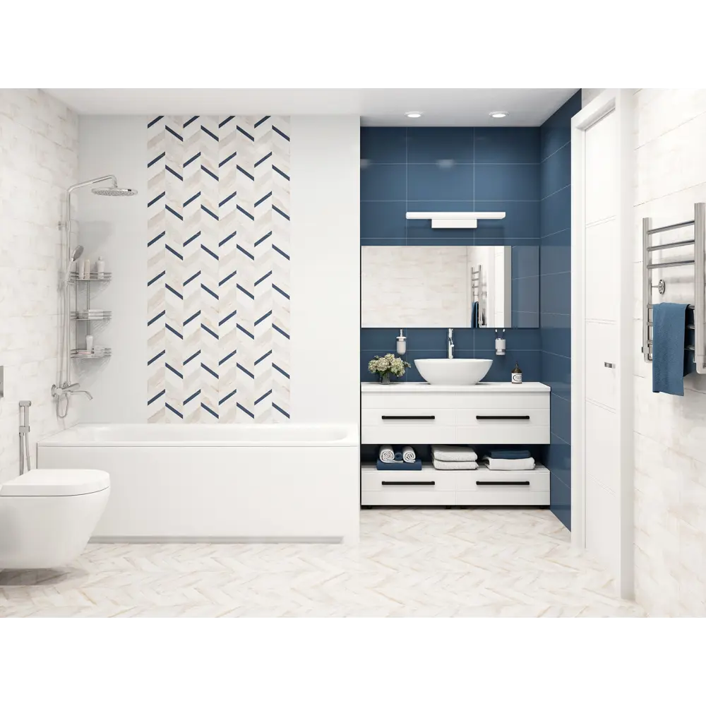 Плитка настенная LB Ceramics Блю Шеврон 25x45 см 1.46 м² матовая цвет белый 82424266 STLM-2159854 - Вид №2