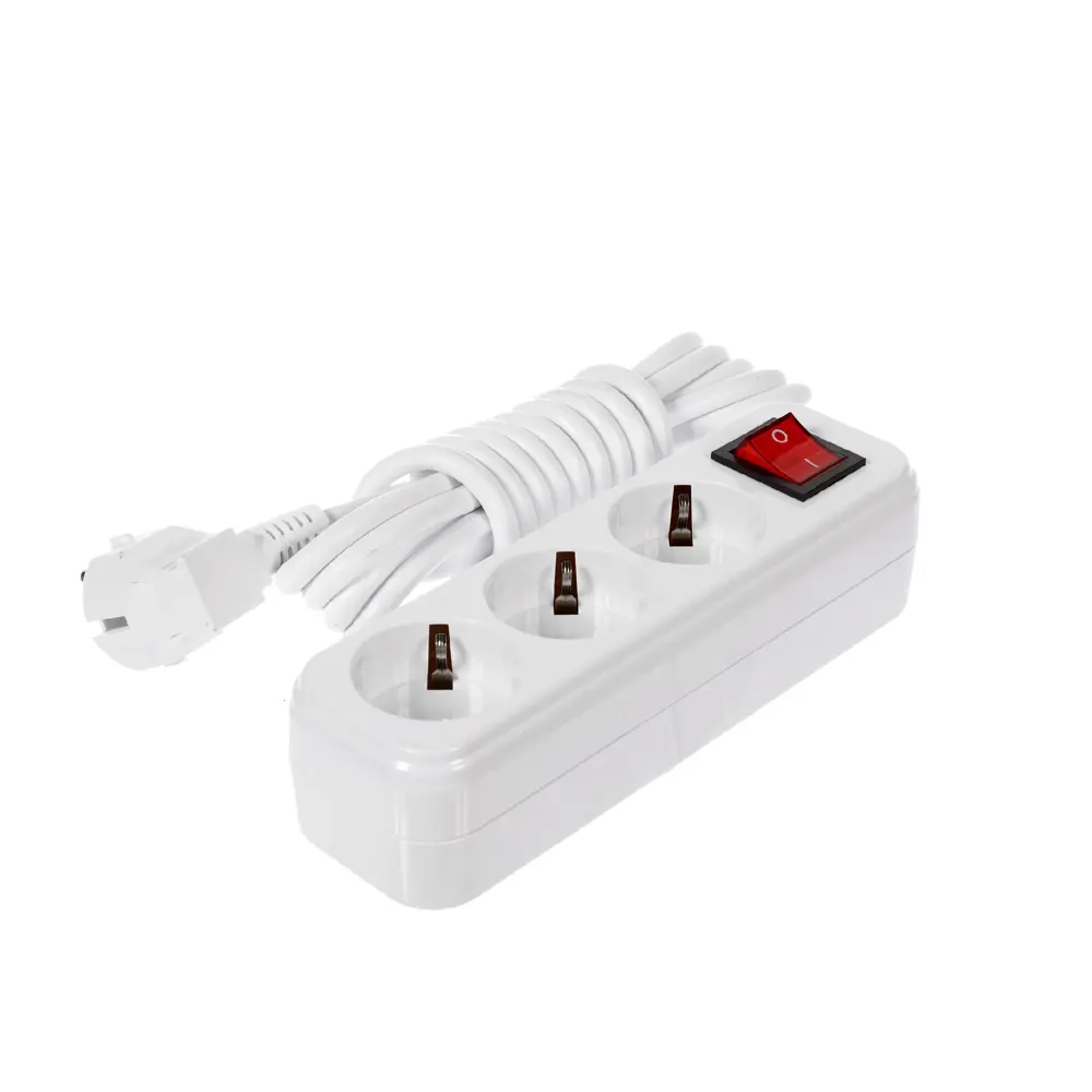 Удлинитель с заземлением Lezard 3 розетки 3 м цвет белый, выключатель STLM-2166262 - Вид №1