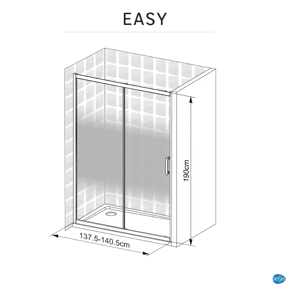 Комплект стекол для раздвижной душевой двери Sensea Easy 140 см стекло с шелкографией, цвет профиля на выбор 83631069 STLM-2109176 - Вид №15