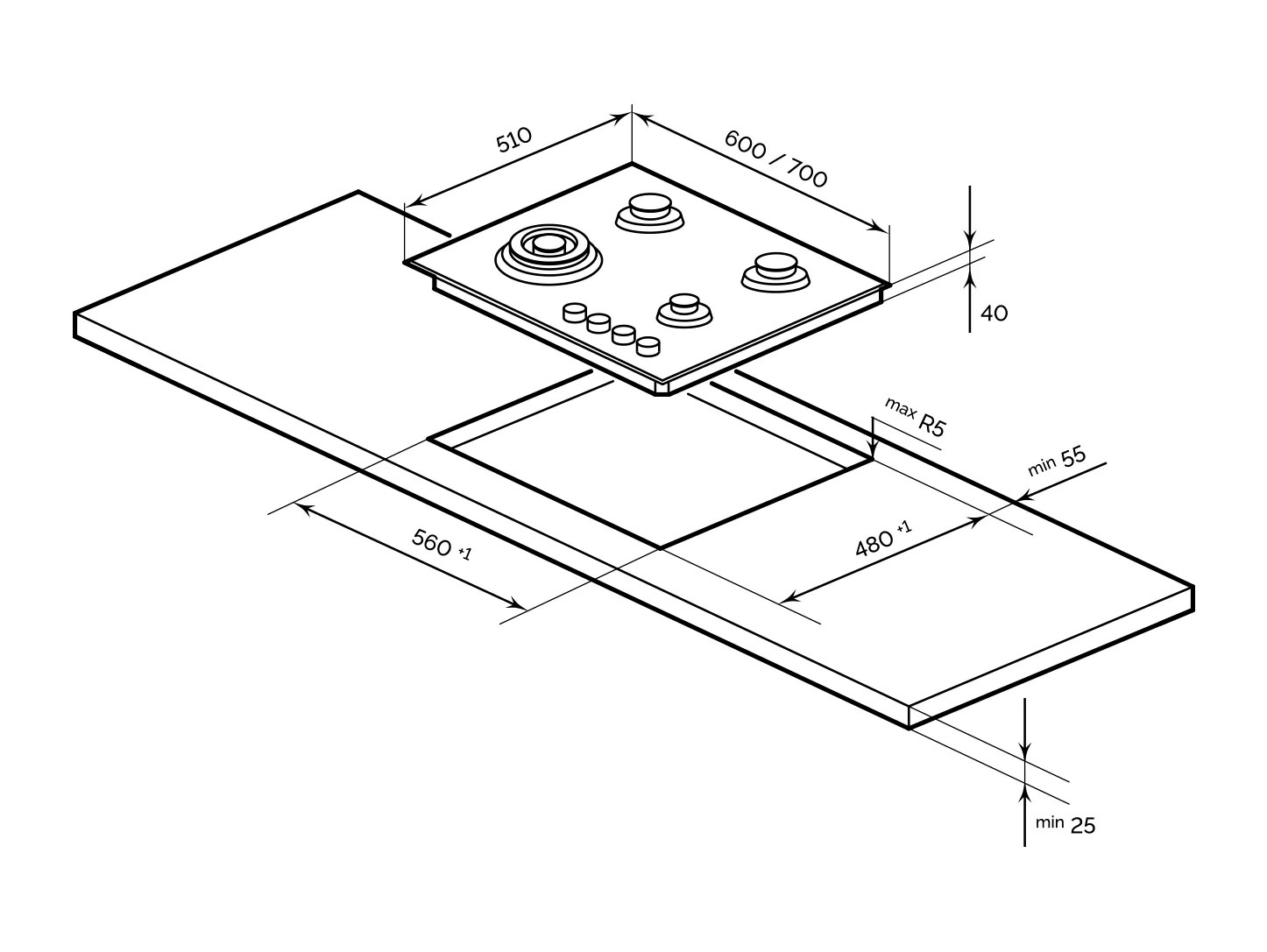 9101415 Газовая варочная поверхность LEX GVG 643A BBL STDN-0066860 - Вид №8