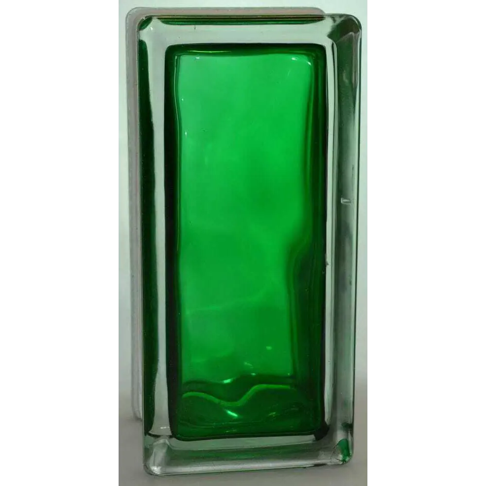 Стеклоблок Vitrablock Волна окрашенный внутри половинка цвет изумрудный STLM-2201009