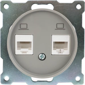 Розетка компьютерная двойная встраиваемая Onekey Florence RJ45 UTP cat 5e цвет серый