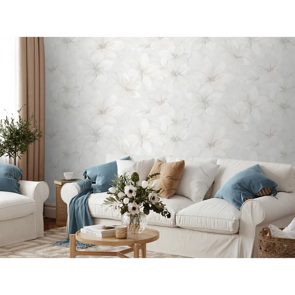 Флизелиновые обои Victoria Stenova Lola серые с цветочным узором в стиле кантри 89423700 STLM-1573809 - Вид №4