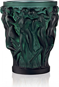 10611344 Lalique Ваза Bacchantes зеленая, маленькая Хрусталь