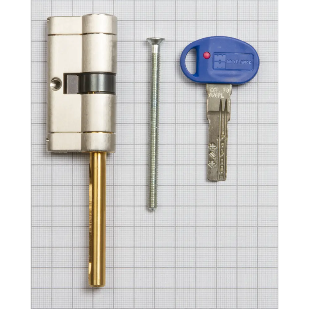 Цилиндр Mottura Champions Pro CP4P413101C5, 36x10x26 мм, ключ/шток, цвет матовый никель, без вертушки STLM-2061072 - Вид №2