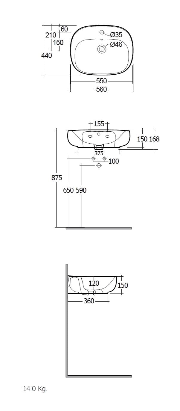 Керамическая овальная подвесная раковина RAK Ceramics RAK-Illusion ARCH-00126794 - Вид №6
