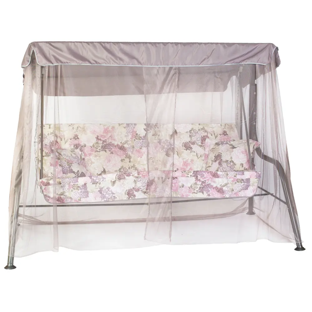 Качели садовые Naterial Портобелло 3-х местные (до 210 кг) серый/ белый/ розовый STLM-2200077 - Вид №1