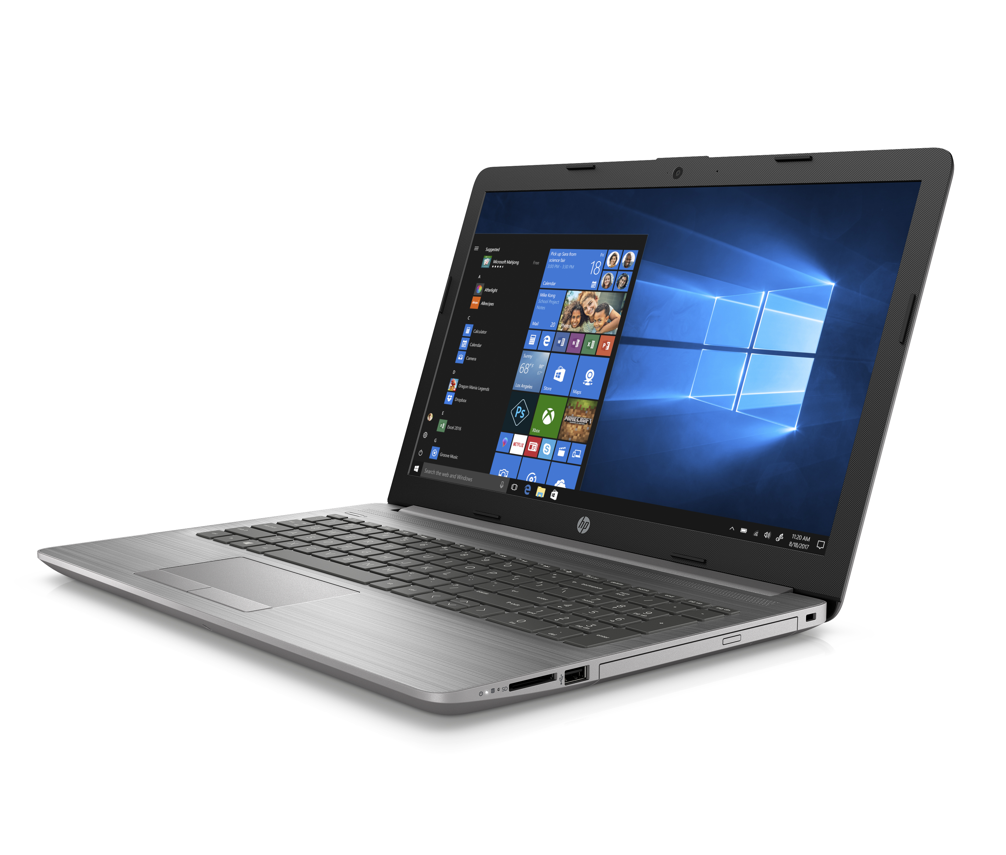 6EC12EA#ACB 250 g7 15.6"(1920x1080)/intel core i7 8565u(1.8ghz)/8192mb/256ssdgb/dvdrw/int:intel uhd graphics 620/41whr/war 1y/1.78kg/asteroid silver/w10pro HP Santreyd  - Вид №2