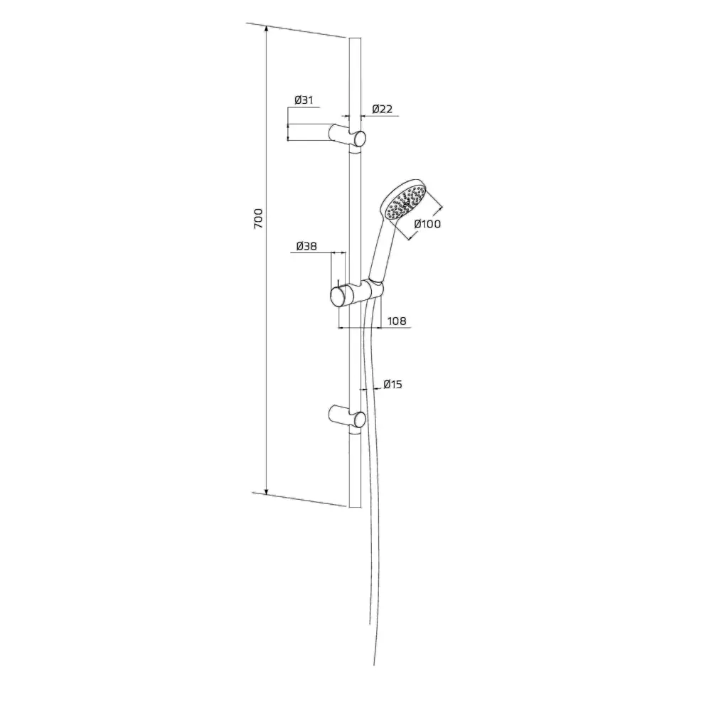 Душевой гарнитур Damixa Willow с регулируемой штангой 89346513 STLM-0970409 - Вид №3