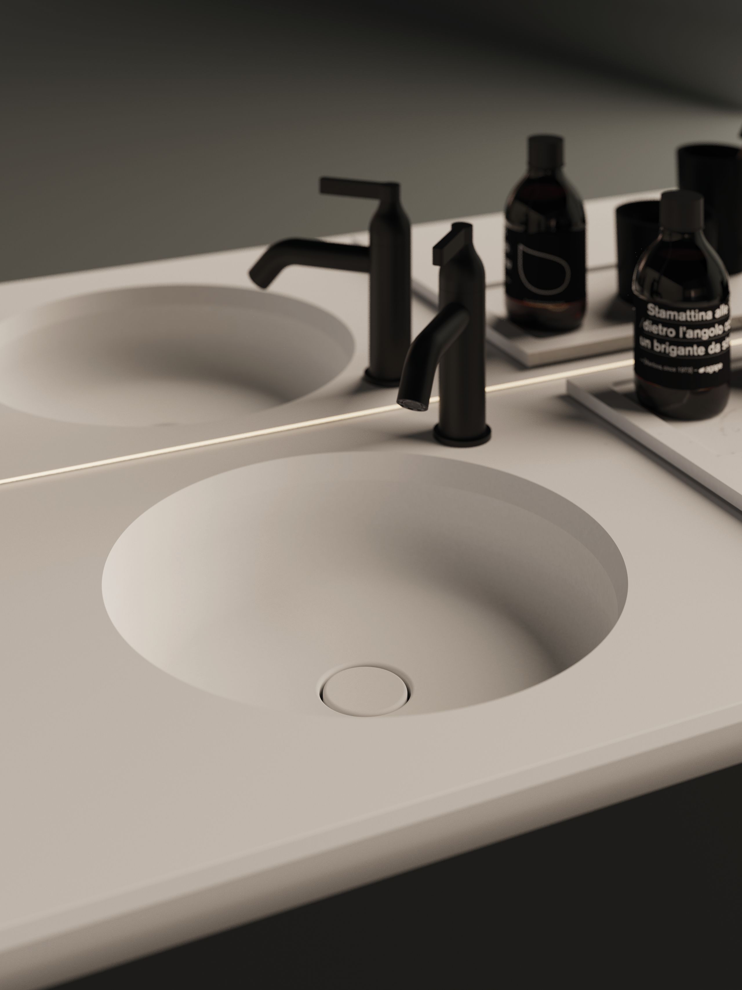 Встраиваемый круглый умывальник с твердой поверхностью Agape одиннадцать ARCH-00103710 - Вид №1