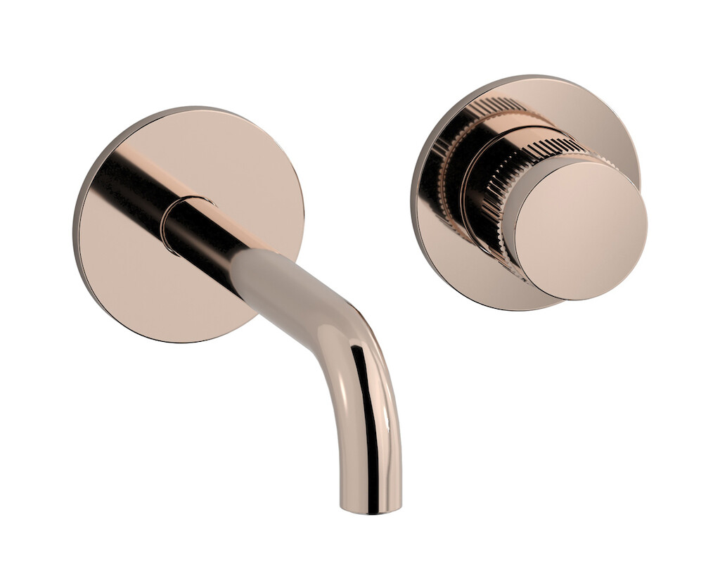 Встроенный в стену смеситель для раковины на 2 отверстия в комплекте с донным клапаном WE ARE IB rx406rs Rose Gold Reflex