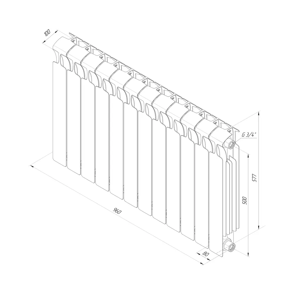 Радиатор секционный Rifar Monolit M50012RAL5024 500/100 12 секций боковое подключение биметалл голубой 82560832 STLM-2042454 - Вид №6