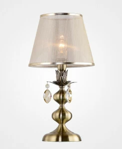 Настольная лампа с подвесками и бежевым абажуром бронза Duchessa 2015-501 RIVOLI ИНТЕРЬЕРНЫЕ 337397 Бежевый;бронза