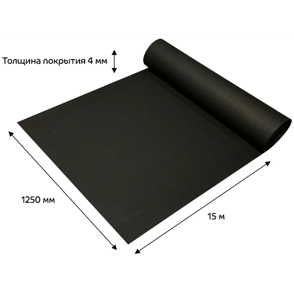 Универсальное покрытие резиновое Kraitec Top Black 4 мм 15х1.25 м 83111048 STLM-2087382  - Вид №2