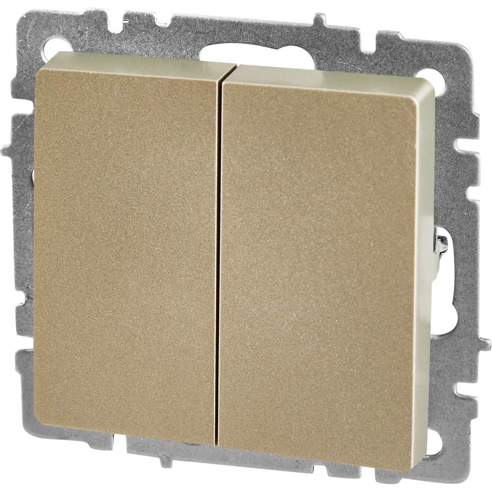 Проходной выключатель IEK Brite: 2-клавишный встраиваемый в цвете шампань 87761747 STLM-1101951