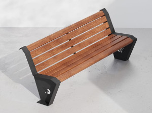 Стальная и деревянная скамья