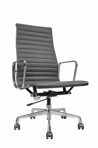 Кресло офисное графит с алюминиевыми подлокотниками Eames Style HB Ribbed Office Chair EA 119 SOHO DESIGN ДИЗАЙНЕРСКИЕ 00-3886256 Черный
