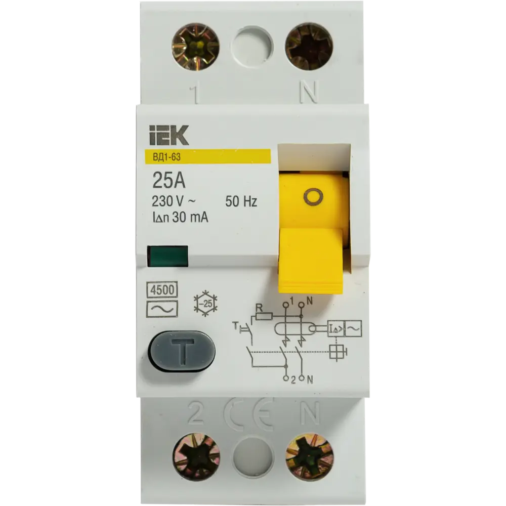 УЗО IEK ВД1-63 2P 25 A 30 мА 4.5 кА AС STLM-2182170 - Вид №2