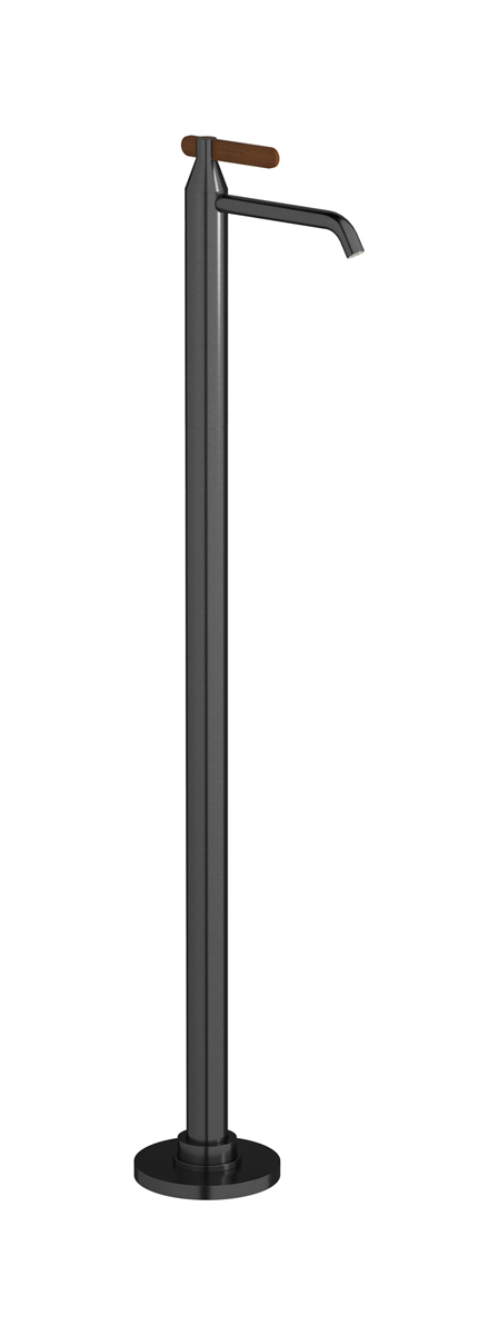 Высокий смеситель для напольной раковины в комплекте с донным клапаном. WE ARE IB oh207is Brushed Black Chrome Soho