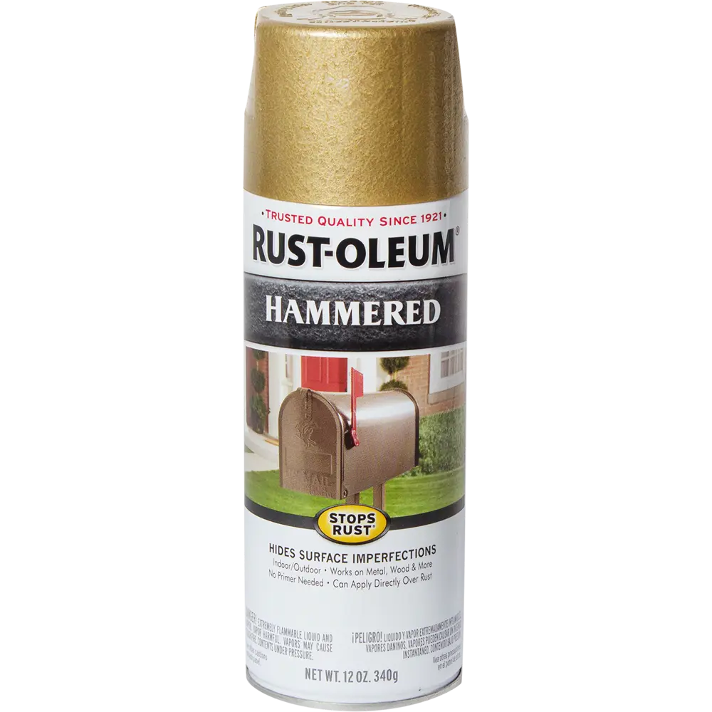 Краска аэрозольная молотковая по ржавчине цвет золотой 340 г RUST-OLEUM STLM-2066201