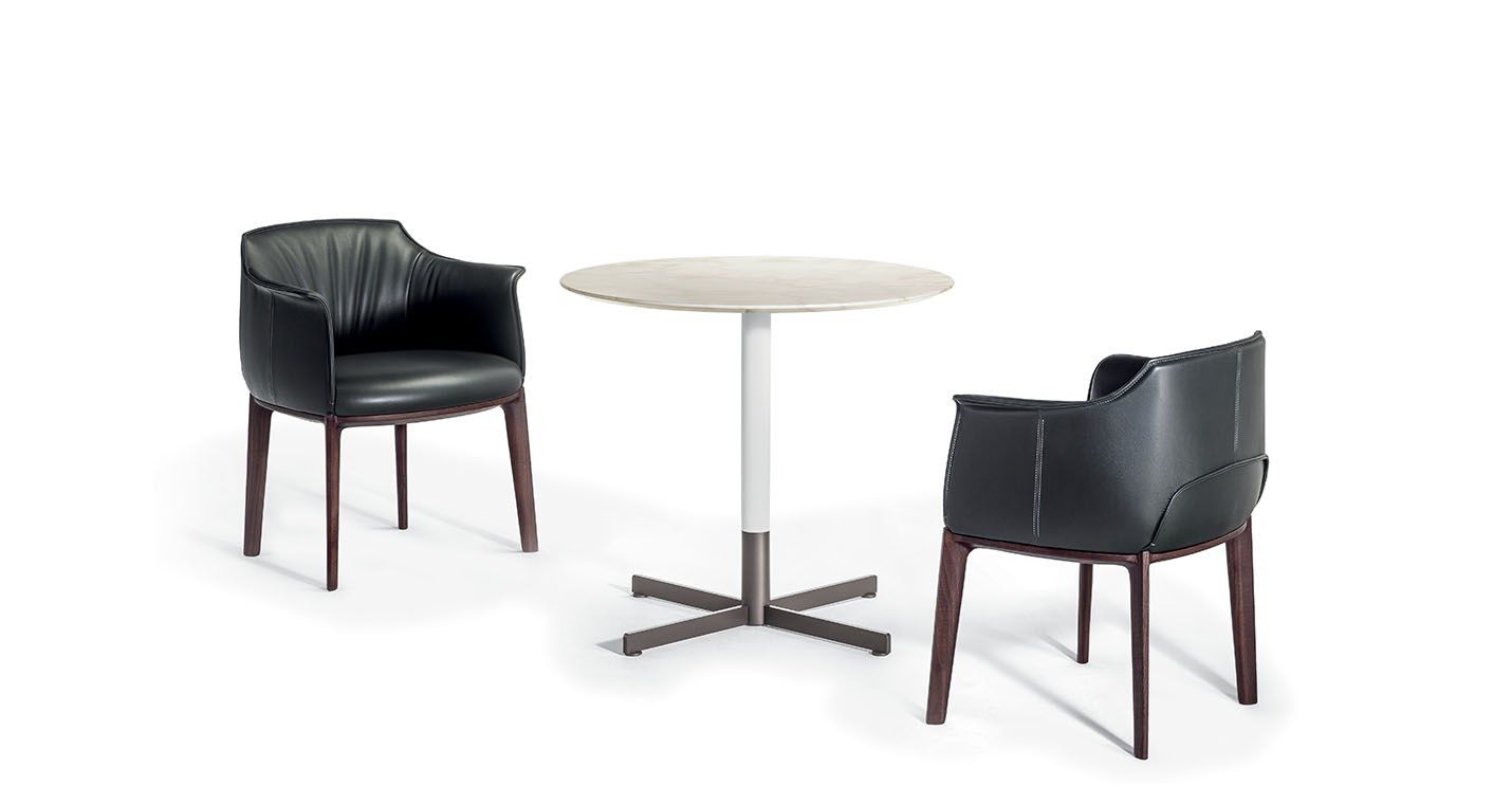 Круглый стол из мрамора Calacatta Gold с основанием для спиц Poltrona Frau коллекция-столы и стулья ARCH-00132481 - Вид №1