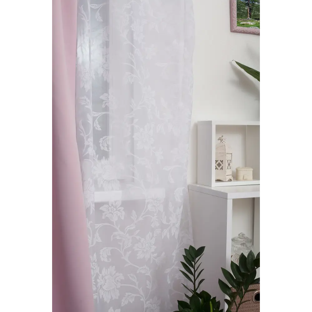 Тюль на ленте «Цветы» 250х260 см вуаль цвет белый GARDEN STLM-2088744 - Вид №4