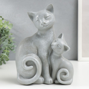 90784163 Фигурка "Кошка с котёнком" серый 20х8.5х15.5 см STLM-0380850 SIMALAND