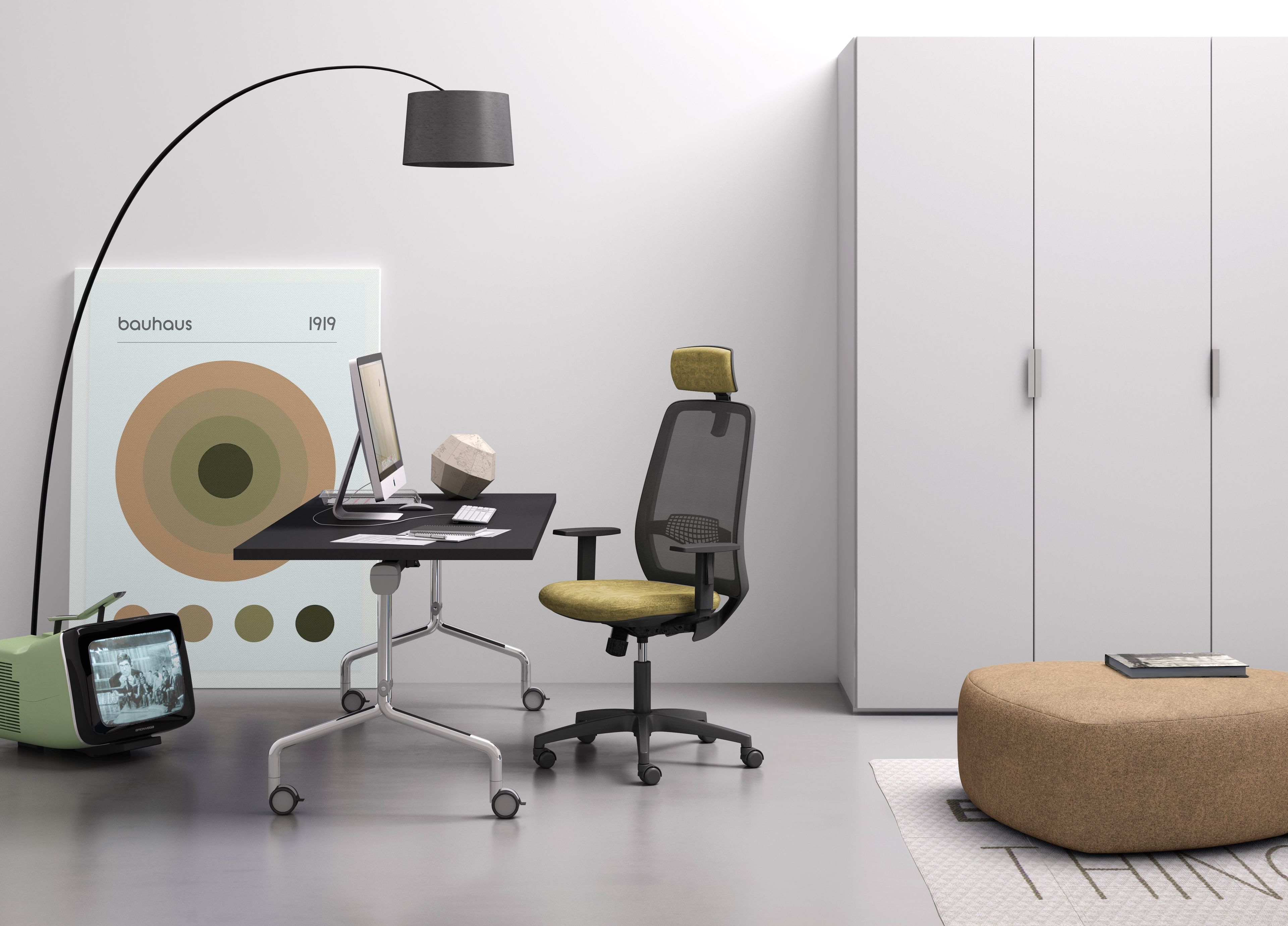 5-спицевое тканевое вращающееся офисное кресло с подголовником Leyform Star ARCH-00070637 - Вид №1