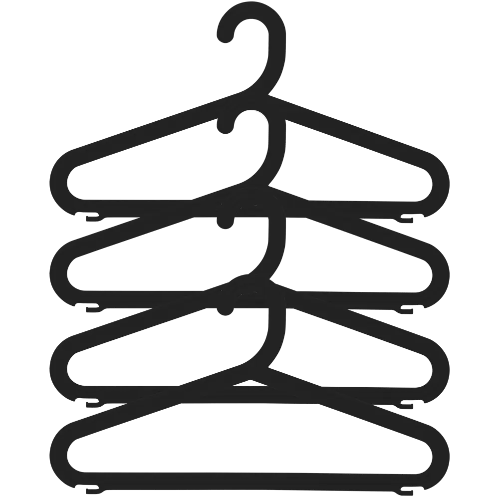 SPACEO: Набор минималистичных вешалок для одежды, 4 шт, черный 85536987 Плечики STLM-0063616
