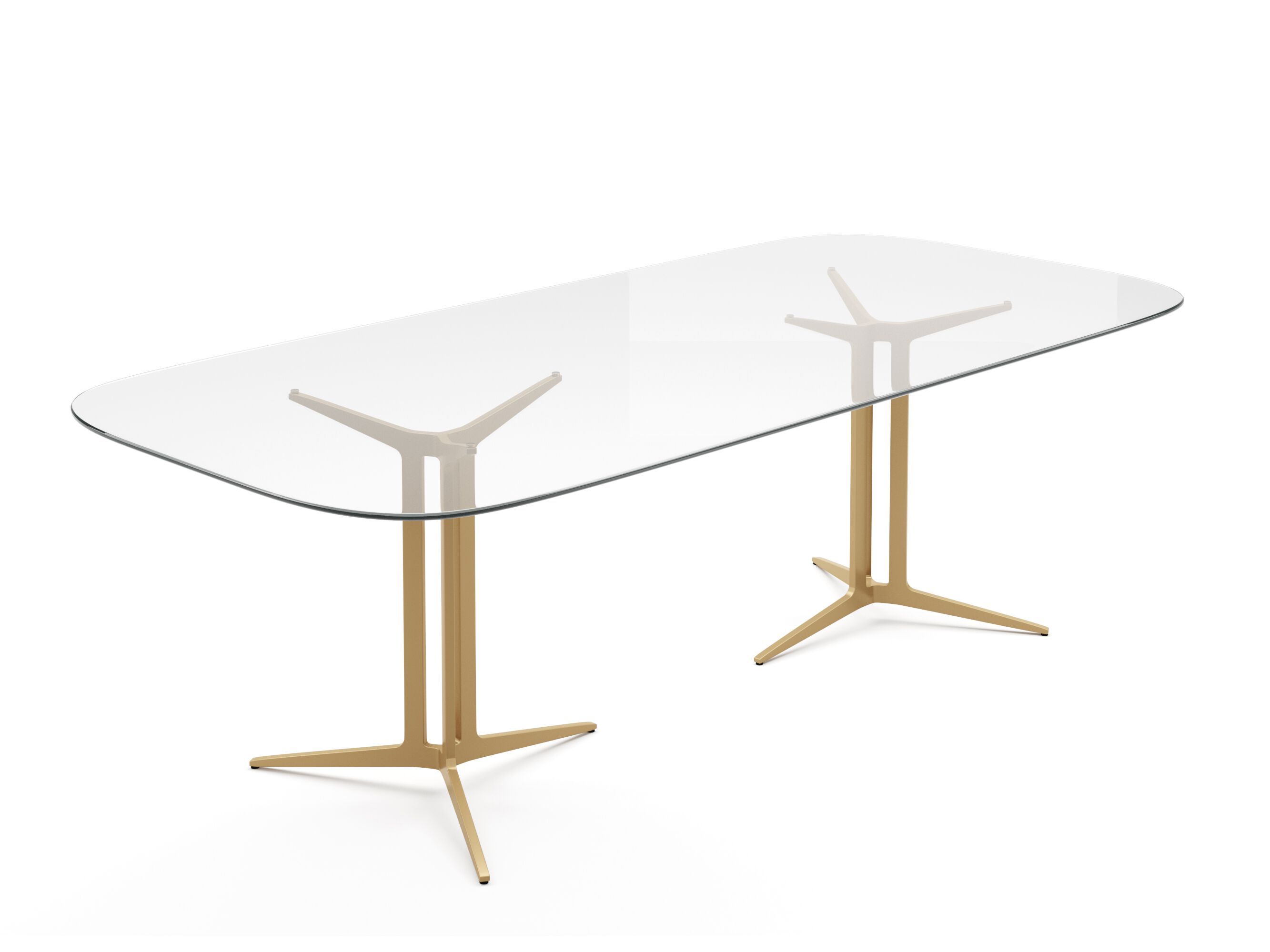 Прямоугольный обеденный стол из стали и стекла PRADDY Natur ARCH-00129582 - Вид №1