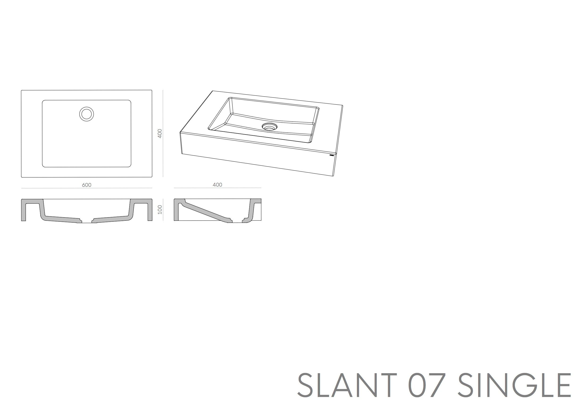 Бетонный одиночный подвесной умывальник Gravelli SLANT 07 SINGLE ARCH-00081644 - Вид №7