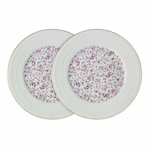 Тарелки фарфоровые обеденные 2 шт бело-розовые "Стиль" COLOMBO СТИЛЬ 00-3946481 Белый;розовый