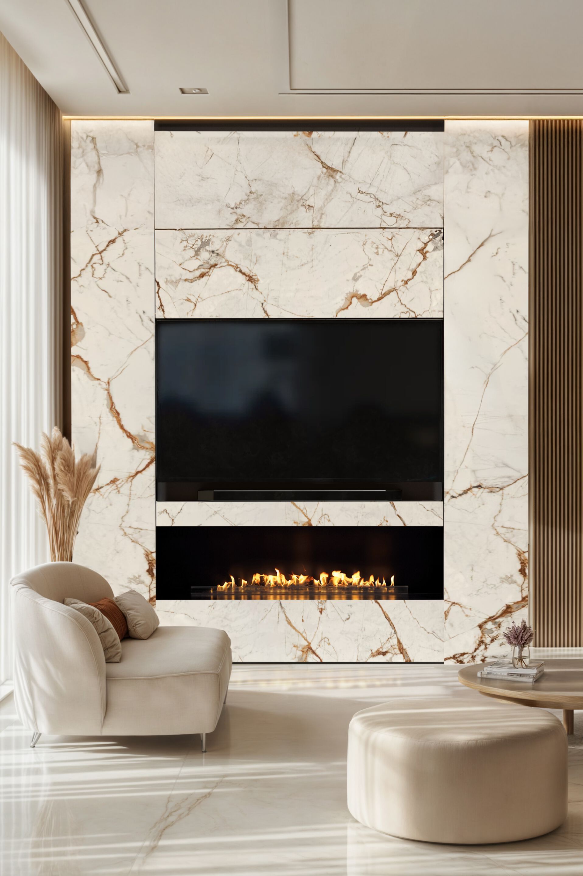 Камин Dekton® с моторизованным ТВ-креплением NEX Media Wall NEX MEDIAWALL ARCH-00054467 - Вид №5