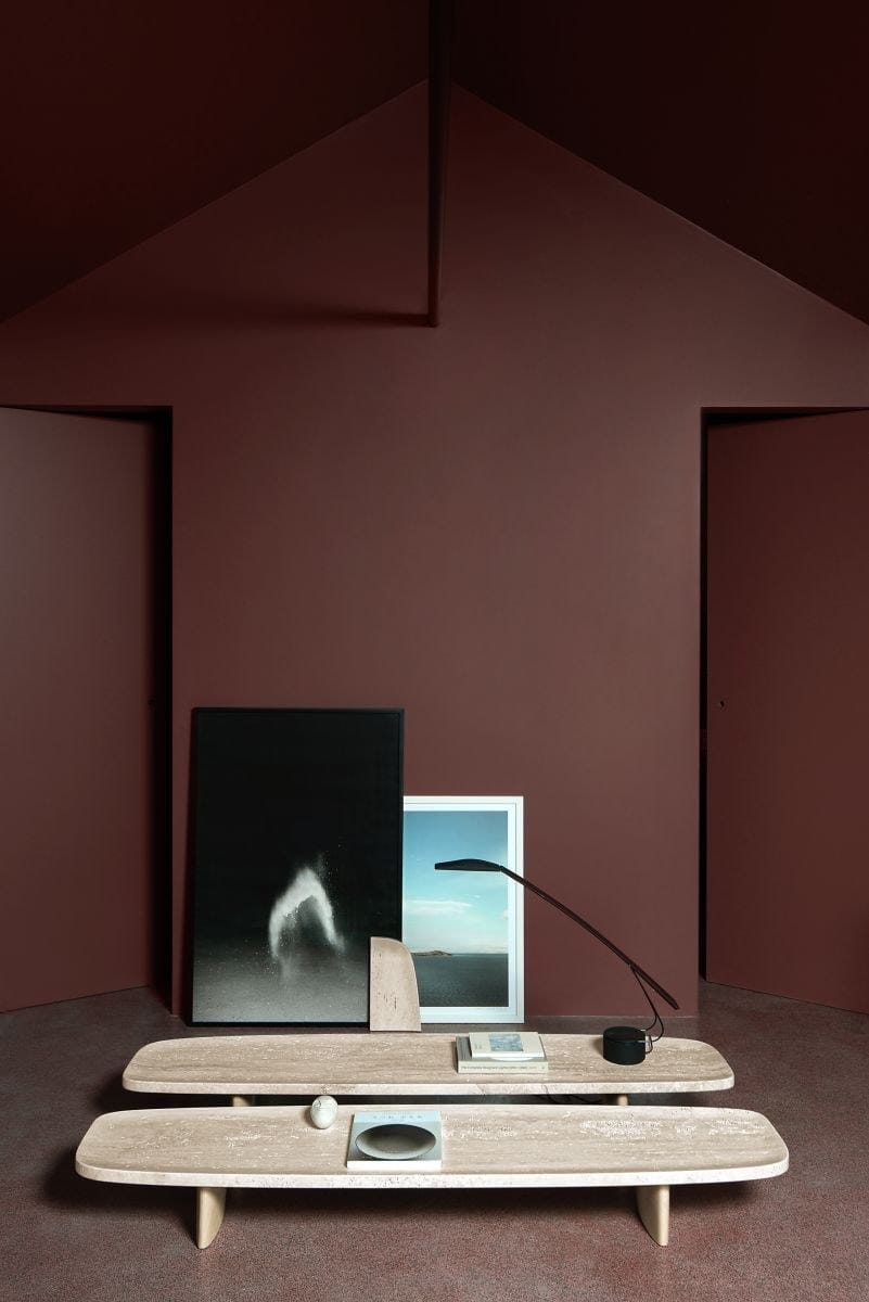 Прямоугольный журнальный столик из травертина и дерева Classicon Matéria ARCH-00084420 - Вид №5