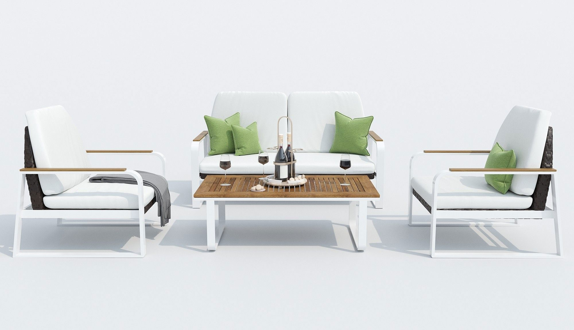 91022622 Садовая мебель для отдыха алюминий белый : стол, диван, 2 кресла ARTI white STLM-0445284 IDEAL PATIO OUTDOOR STYLE