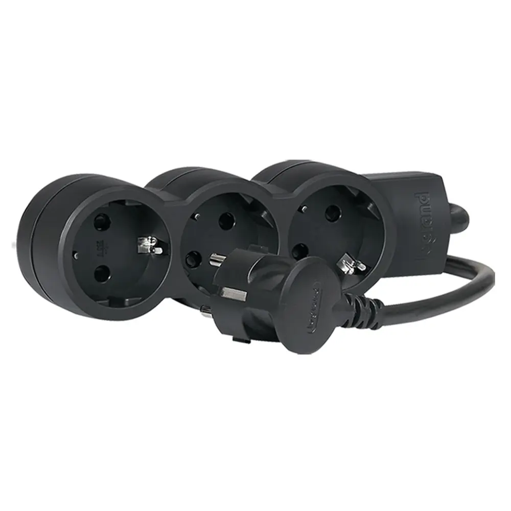Удлинитель с розеткой Legrand с заземлением цвет черный STLM-2050542