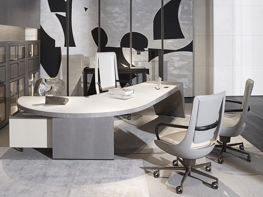 5-спицевое кожаное вращающееся офисное кресло с подлокотниками Giorgetti CLIP ARCH-00145838