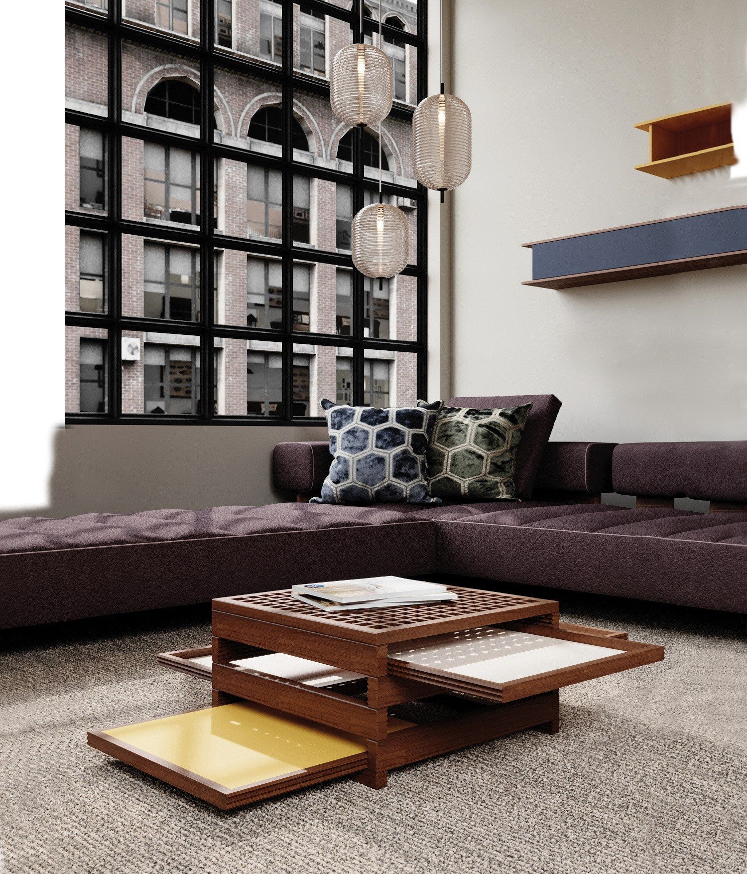 Журнальный столик из массива дерева с подносом SCULPTURES JEUX TETRA ARCH-00053590 - Вид №3