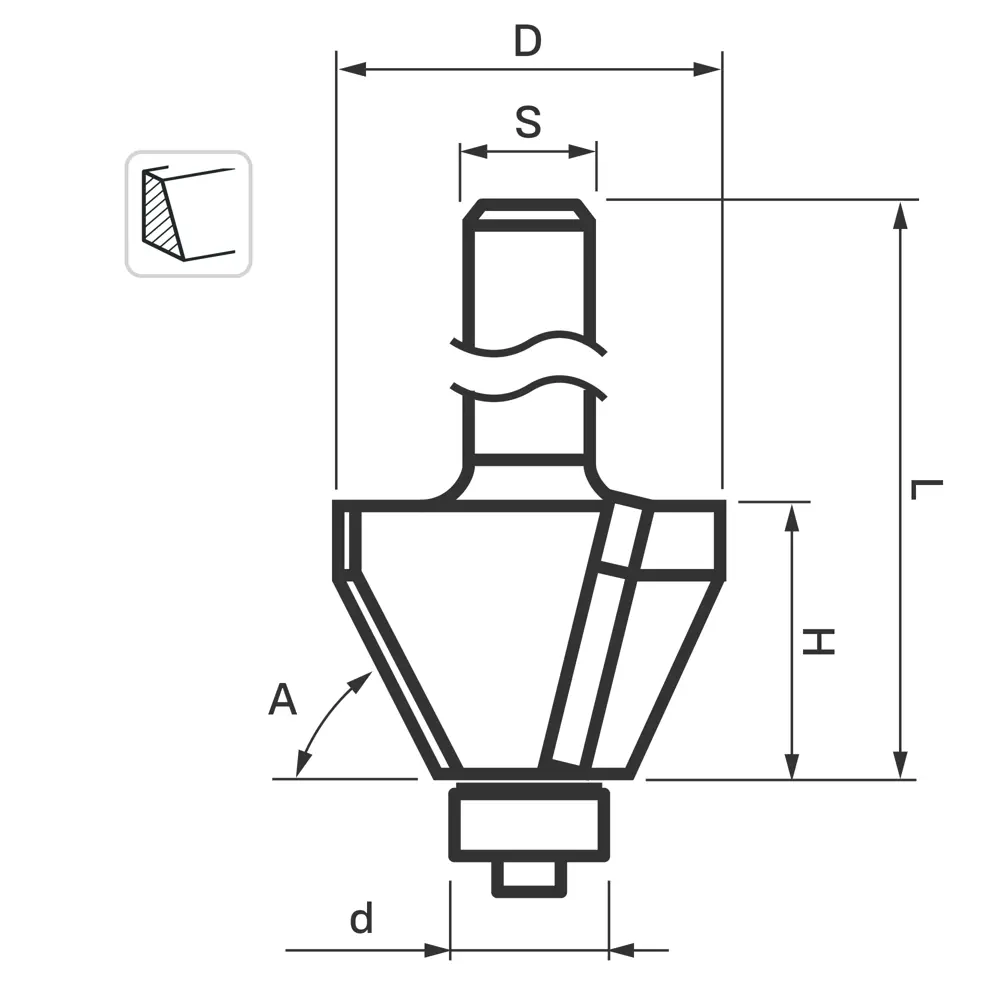 Фреза кромочная конусная Fit 36687, по дереву, 25x50 мм STLM-2055858 - Вид №1