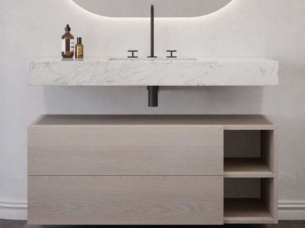 Одинарная подвесная раковина Corian® с столешницей RILUXA ANDROMEDA SLIM MARBLE ARCH-00138545