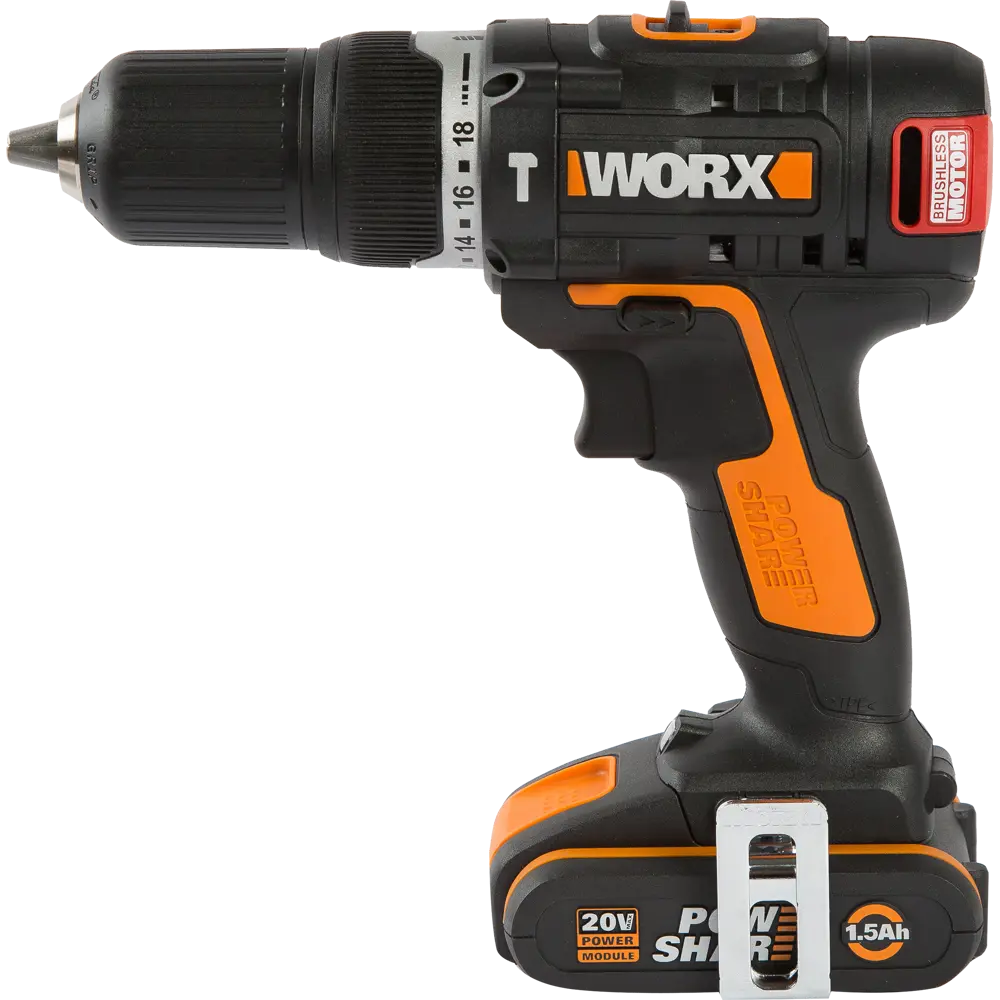 Дрель-шуруповерт бесщеточная ударная Worx WX367, 20 В Li-ion 2x1.5 Ач STLM-2074421 - Вид №1