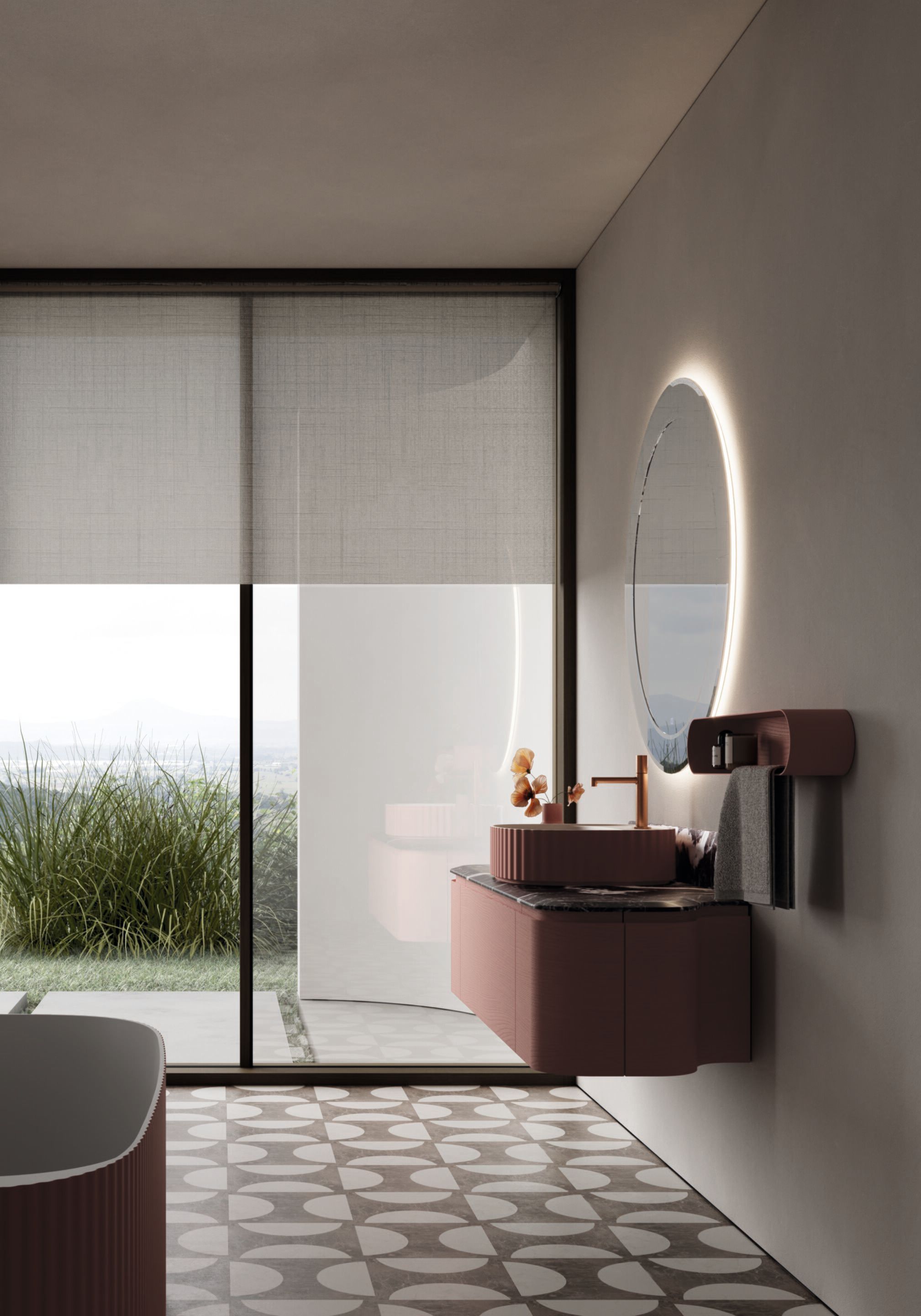 Подвесной туалетный столик с зеркалом Ideagroup Seventy Form ARCH-00001304