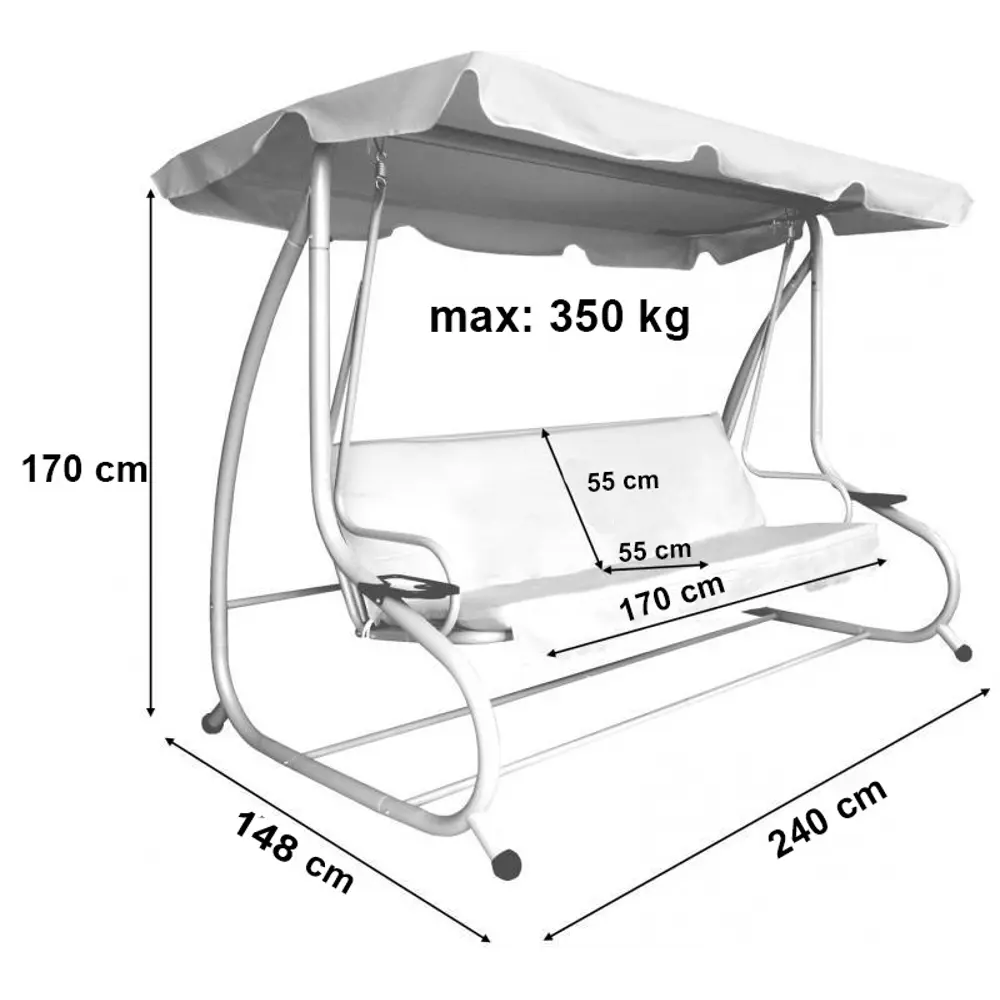Качели садовые Greengard Аликанте 3-х местные (до 320 кг) коричневый/бежевый STLM-2195204 - Вид №11